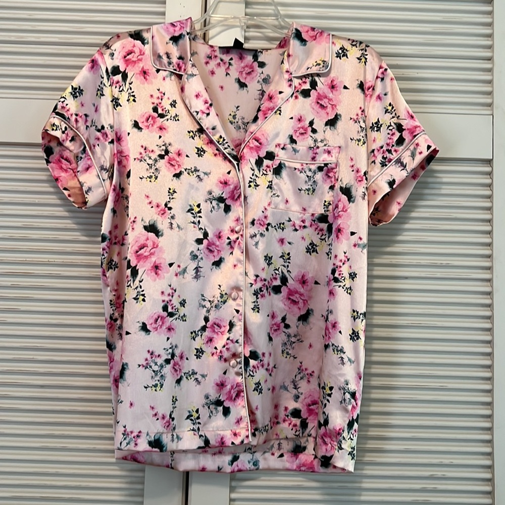 Silky Short Sleeve Pajama Shorts Set